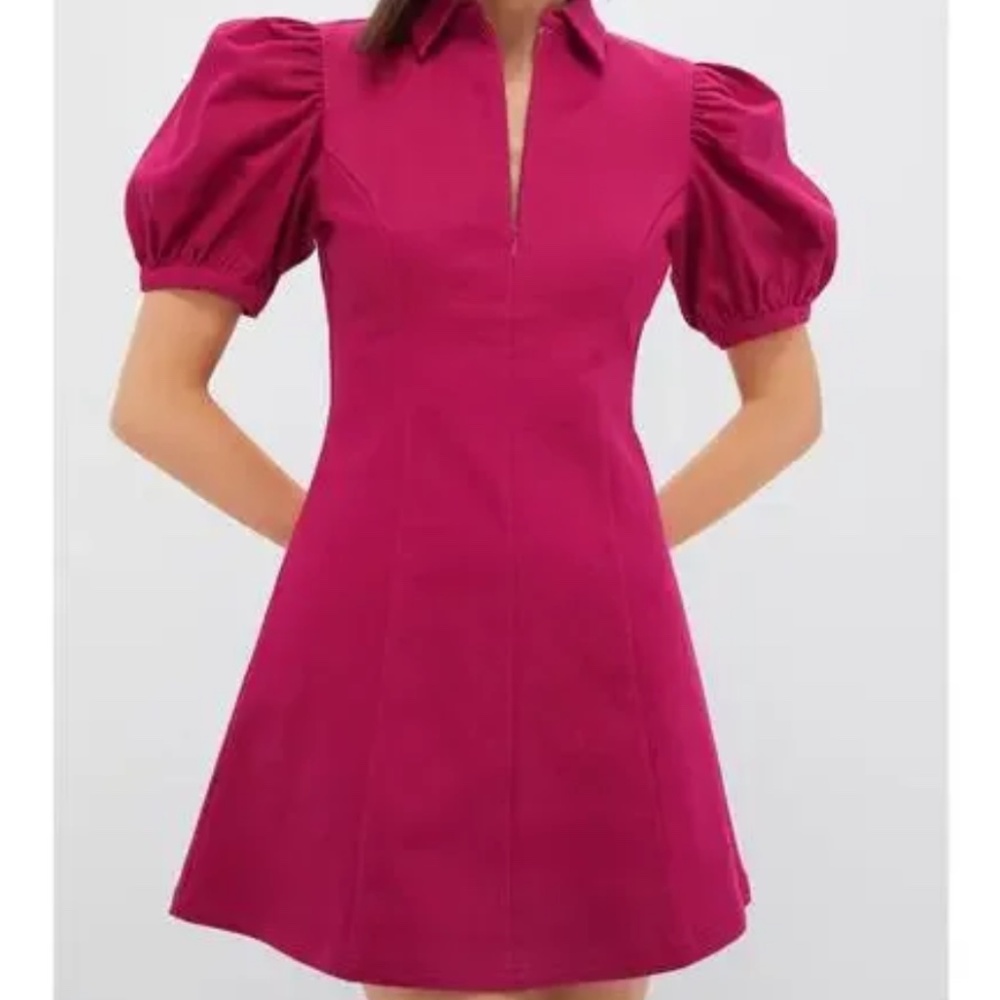 HYACINTH HOUSE Fuchsia Front Zip Denim Mini Dress Size XL NWT